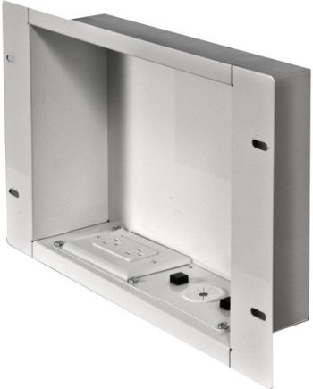 Peerless-AV IBA2AC-W In-Wall Cable Management and Storage Box with Surge-Protected Duplex Receptacle, White