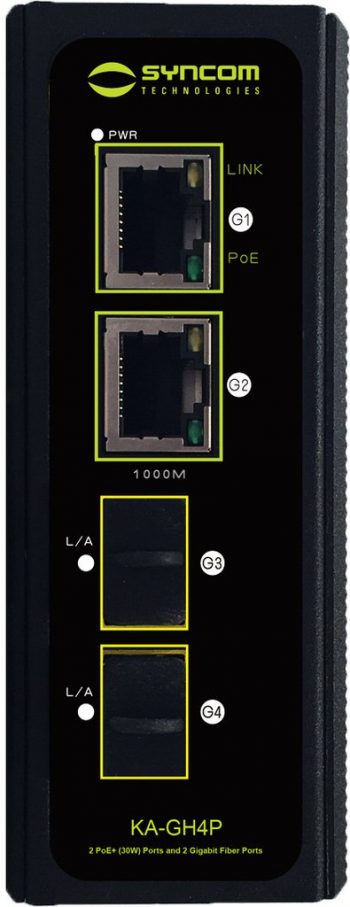 Syncom KA-GH4P 4 Port Hardened Gigabit Switch with 2 PoE+ Ports and 2 Gigabit Fiber Ports