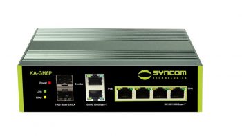 Syncom KA-GH6P 4 Port Hardened Gigabit PoE+ Switch with 2 Port Gigabit SFP