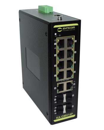 Syncom KA-GMH14P 8 Port Managed & Hardened Gigabit PoE Switch with 2 Port Gigabit Ethernet Uplink and 4 Port Gigabit SFP