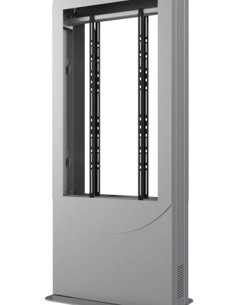 Peerless-AV KIPC2543B-S-3 Floorstanding Portrait Back-to-Back Kiosk for 43″ Displays up to 3″ Deep, Silver