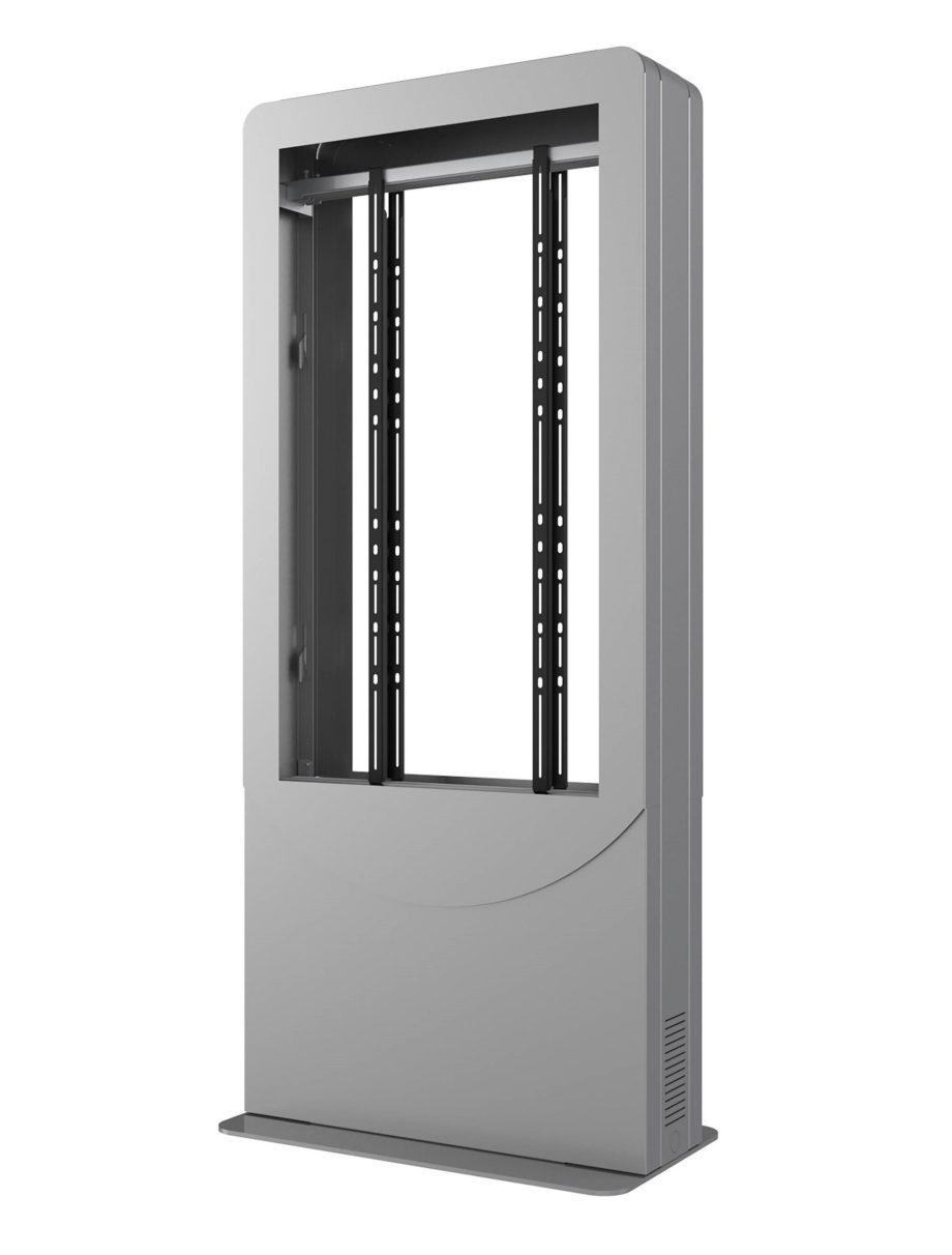 Peerless-AV KIPC2546B-3-S-EUK Floorstanding Portrait Back-to-Back Kiosk for Two 46″ Displays up to 3″ Deep, Silver