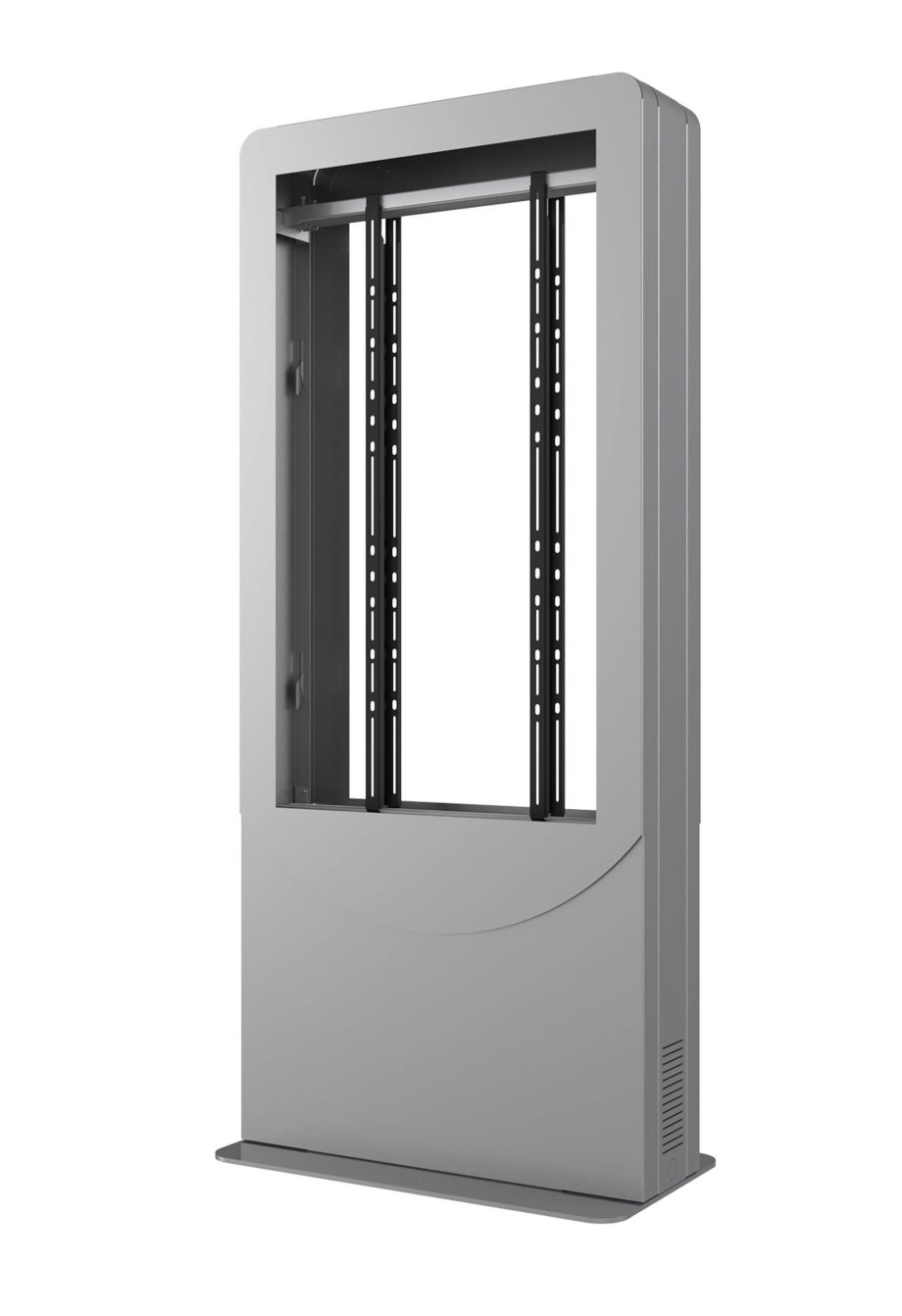 Peerless-AV KIPC2550B-S-3-EUK Floorstanding Portrait Back-to-Back Kiosk for Two 50″ Displays up to 3″ Deep, Silver, EUK