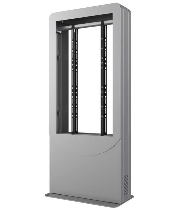 Peerless-AV KIPC2550B-S-3 Floorstanding Portrait Back-to-Back Kiosk for Two 50″ Displays up to 3″ Deep, Silver