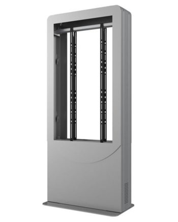 Peerless-AV KIPC2555B-3-S-EUK Floorstanding Portrait Back-to-Back Kiosk for Two 55″ Displays up to 3″ Deep, Silver, EUK