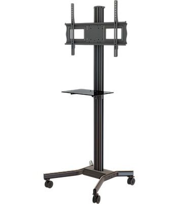 Crimson M631G Mobile Cart with Tempered Glass Shelf, Height and Tilt Adjustment for 37″ to 70″ Plasma, LCD or LED Displays