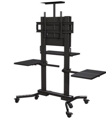 Crimson M90XL Fully Loaded Heavy Duty Mobile Cart with Two Side Shelves, Top Shelf, Front / Back Shelf for Displays 50″ – 90″