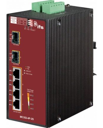 GE Security Interlogix MC352-4P-2S 4-Port Gigabit Ethernet to 2-Port SFP Industrial Media Converter
