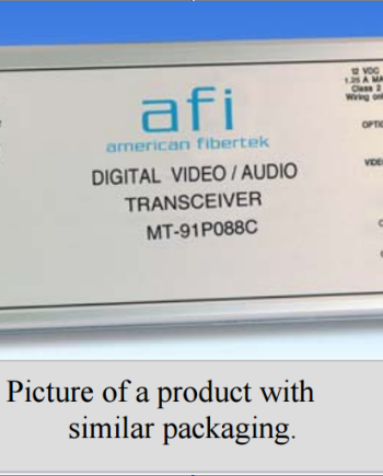 American Fibertek MR-91P89C 10 Bit Video / Audio / Contact  Module Rx 1310/1550nm 12dB 4Km MM 1 Fiber