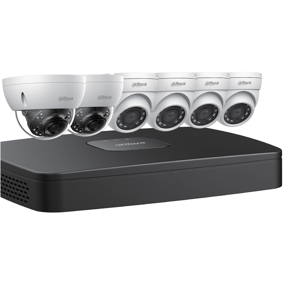 Dahua N488D63 4×4 MP Eyeball and Two 4K Dome Network Cameras with One (1) 8 Channel 4K NVR, No HDD
