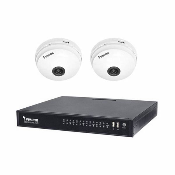 Vivotek ND8322P-2FE80 8 Channel NVR with No HDD with 2 X 5MP Indoor Fisheye IP Security Cameras