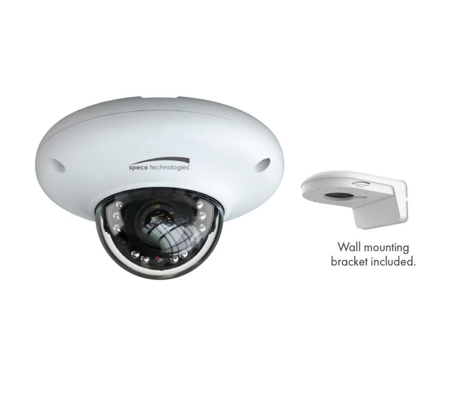 Speco O4MD3 4 Megapixel Network IR Outdoor Mini-Dome Camera with Wall Mount Bracket, 2.8mm Lens, White