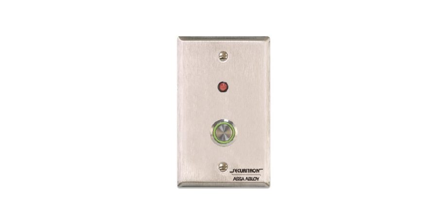 Securitron PB4LN-2 Push Button, Momentary, Narrow Stile, Green Illuminated Halo