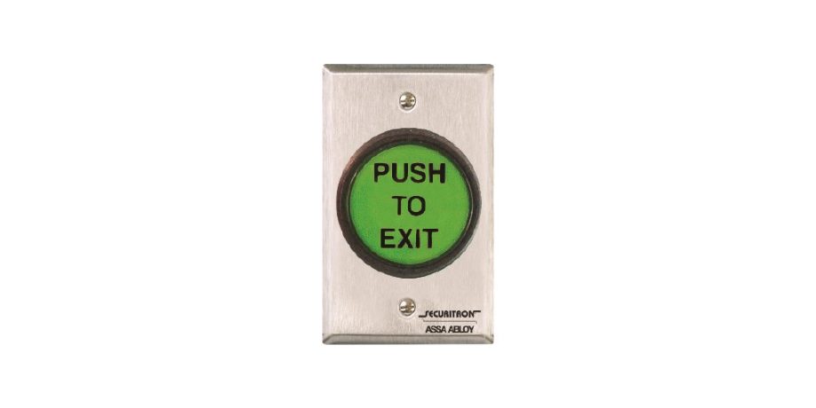 Securitron PB5E Push Button 2″ Round, Momentary, DPST, without Light, Single Gang, Red/Green/Handicap