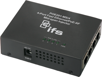 Interlogix POE201-MS-4 4-Port Fast Ethernet/PoE-af Mid-span Injector