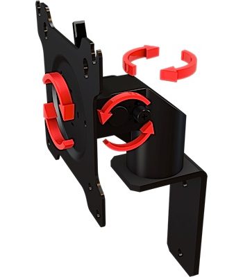 Crimson PR30 Short Pivot and Swivel Wall Mount with Portrait to Landscape Rotation, Black