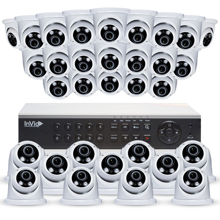 Cantek PR32D6TB All Purpose 32 Camera Outdoor HD TVI 1080p Dome Security Camera System with 2.8-12mm Varifocal lenses