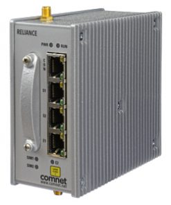 Comnet RL1000GW/12/ESFP/S22/CH+ RL1000GW with 2 x RS-232, 1 x 10/100 Tx, 1 x 100/1000 Fx SFP and 2G/3G/HSPA+ Cellular Modem, 12/24 VDC