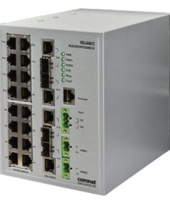 Comnet RLGE20FX4TX16MS-HV Substation-Rated 20-Port All-Gigabit Managed Switch, Dual Redundant High Voltage PSU Inputs