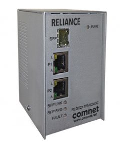 Comnet RLGE2+1SMS24DC Electrical Substation-Rated 10/100/1000 Mbps 3-Port Self-managed Ethernet Switch, 1 SFP FX + 2TX, redundant 12 to 24 VDC inputs