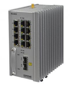Comnet RLGE2FE16R/S/11/28/CGU RLGE2FE16R with 2 × 100/1000 FX SFP, 8 × 10/100 TX, 2G/3G GPRS/UMTS Cellular Modem