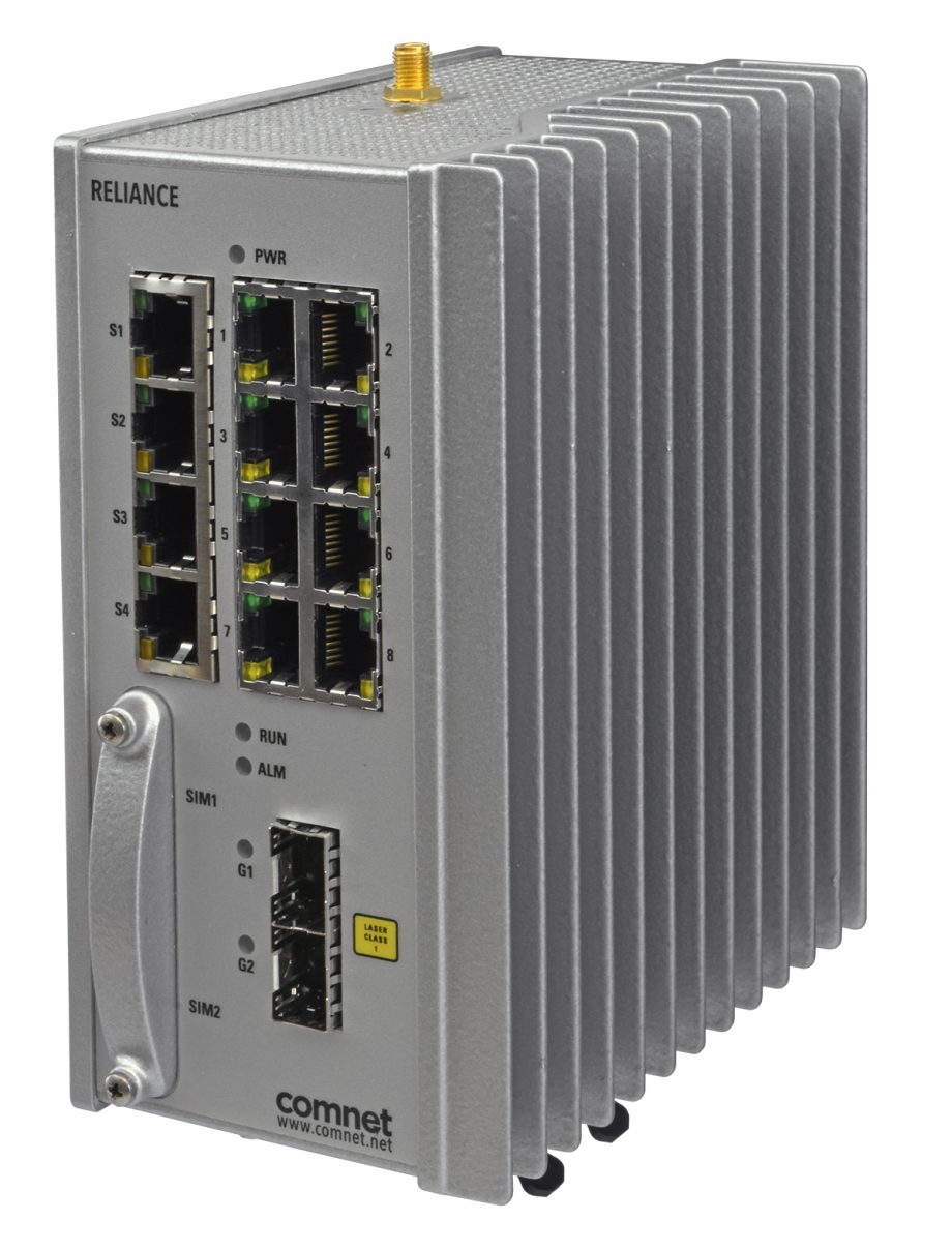 Comnet RLGE2FE16R-S-11-28P-CEU RLGE2FE16R with 2 × 100/1000 FX SFP, 8 × 10/100 TX PoE+, 4G LTE Cellular Modem, EU Bands