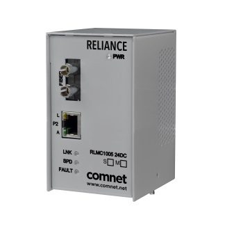 Comnet RLMC1003S2/24DC Substation-Rated 10/100 Mbps Ethernet, SC, Redundant 12 to 24 VDC inputs, Singlemode