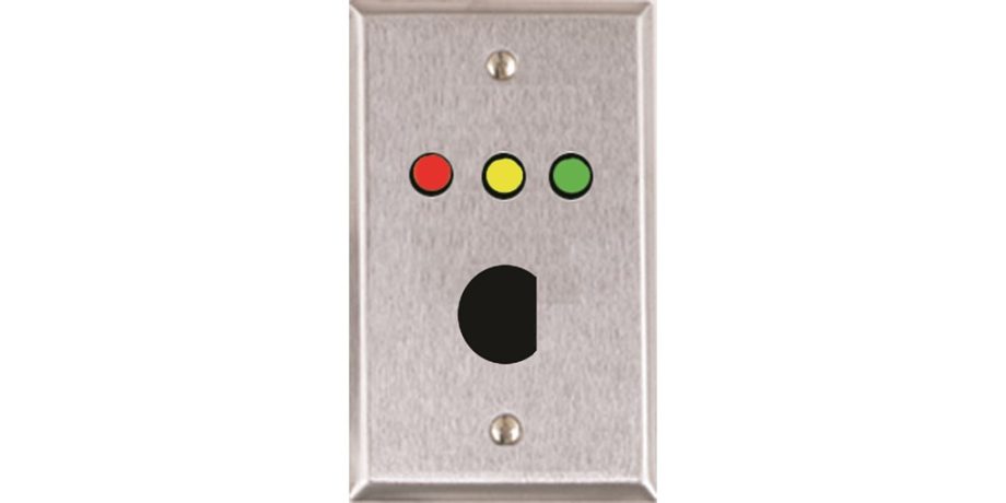 Alarm Controls RP-33 Single Gang Stainless Steel Wall Plate with 1/4″ Red, Yellow, Green LEDs and “D” Hole for Ace Lock