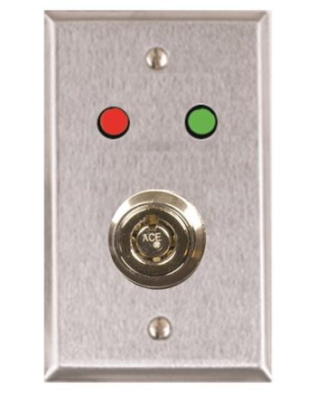 Alarm Controls RP-50 Single Gang Stainless Steel Wall Plate with 1/4″ Red, Green LEDs and 3/4″ “D” Hole for Ace Lock