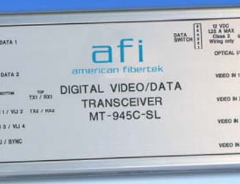 American Fibertek RT-94P58-SL Four 10 Bit Video & MPD Data/Audio Rack Card Tx 1310/1550nm 21dB SM 1 Fiber