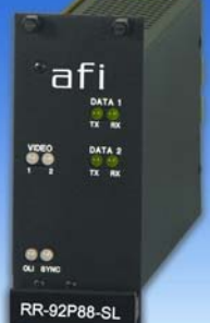 American Fibertek RT-94P8 Four 10 Bit Video and One Digital Two Way Audio Rack Card Tx 12dB MM 1 Fiber