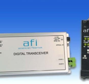 American Fibertek RT-9P588 Multi-protocol Bi-directional Data & Dual Audio Rack Card Tx 12dB Multi-mode 1 Fiber