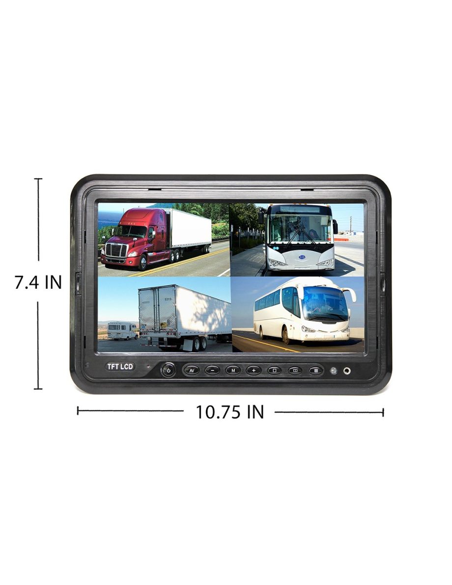 RVS Systems RVS-61310Q 10″ TFT LCD  Digital Quad View Color Monitor With Sunshade And Flush mount