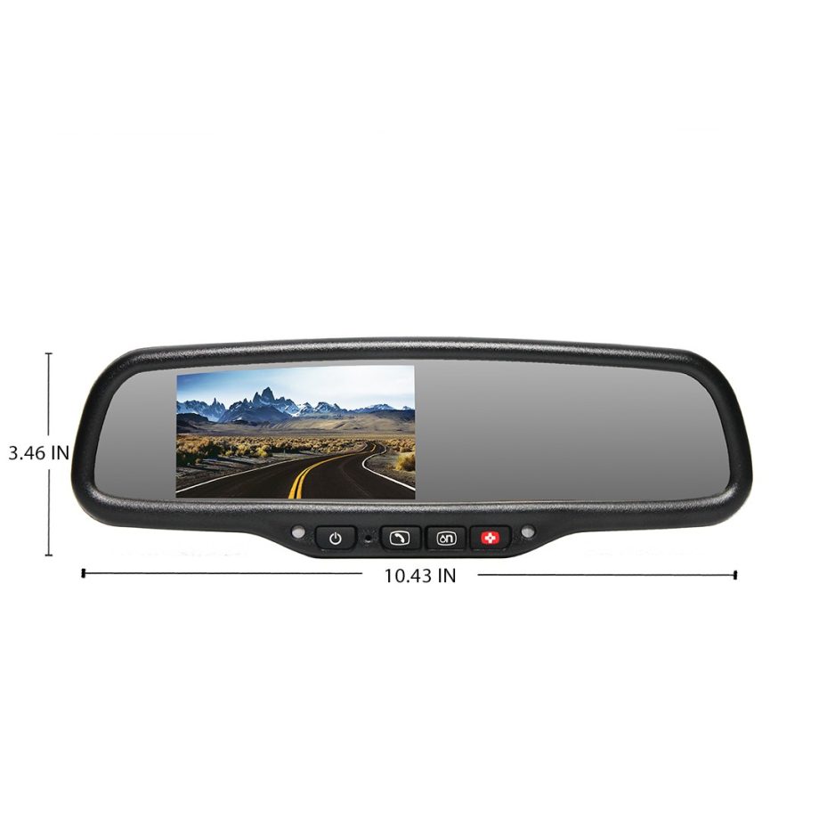 RVS Systems RVS-718-DOS G-Series 4.3 inch Rear View Replacement Mirror Monitor with Auto-Dimming & OnStar