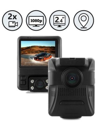 RVS Systems RVS-875-DL 2.4″ Dual Lens Full HD Dash Camera with GPS