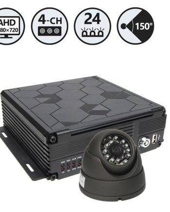 RVS Systems RVS-AR-DVR Mobilemule 4 Channel DVR with GPS Tracking and AHD Dome Camera, Western Digital 1TB 2.5 Inch Hard Drive, 66′ Camera Cable
