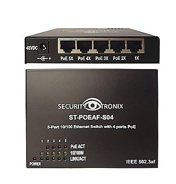 SecurityTronix ST-POEAF-SO4 5 Port 10/100 Ethernet PoE Switch