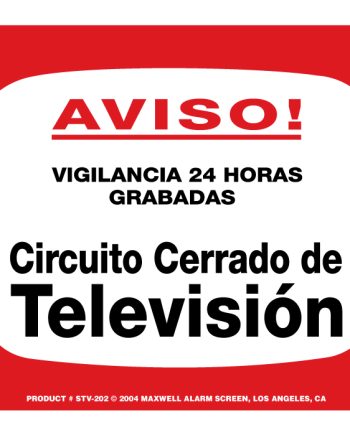 Maxwell STV-202SP CCTV Sign – Spanish – 11 x 8.5 – Red & Black