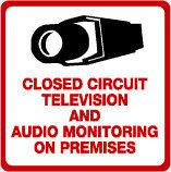 Maxwell STV-205 CCTV & Audio Monitoring Sign – 10.5 x 10.5 – Red & Black