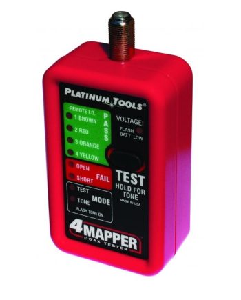 Platinum Tools T104C 4mapper™ Coax Tester with 4 custom F remotes remote holster & 1 F (F to F) adapter