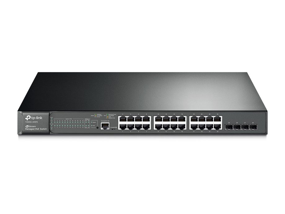 TP-Link T2600G-28MPS JetStream 24-Port Gigabit L2 Managed PoE+ Switch with 4 SFP Slots