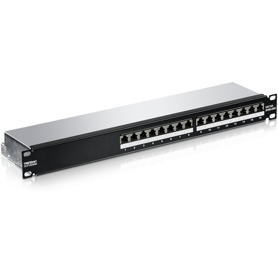 TRENDnet TC-P16C6AS 16-Port Cat6A Shielded 1U Patch Panel