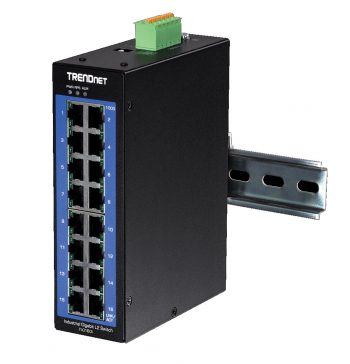 TRENDnet TI-G160i 16-Port Industrial Gigabit L2 Managed DIN-Rail Switch