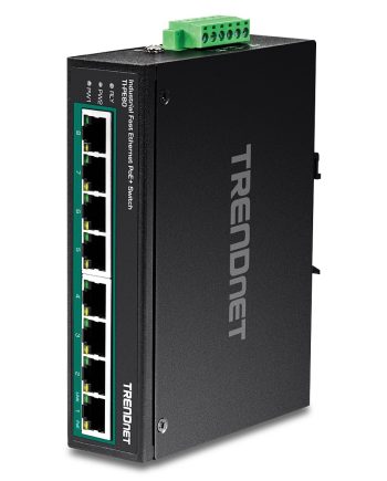 TRENDnet TI-PE80 8-Port Industrial Fast Ethernet PoE+ DIN-Rail Switch
