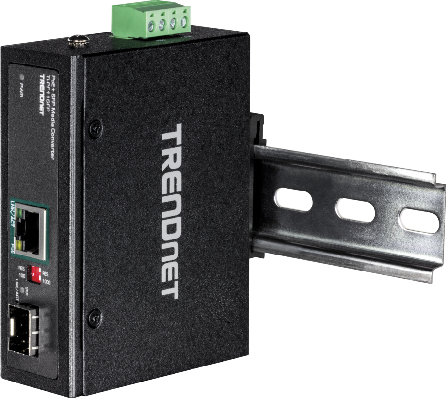 TRENDnet TI-PF11SFP Hardened Industrial SFP to Gigabit PoE+ Media Converter