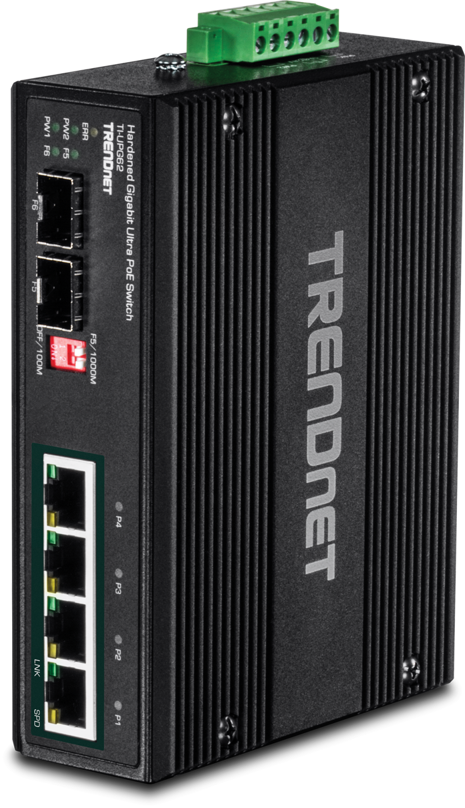TRENDnet TI-UPG62 6-Port Hardened Industrial Gigabit Ultra PoE DINRail Switch