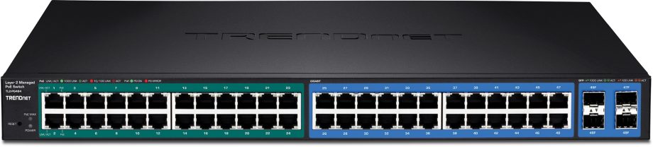 TRENDnet TL2-PG484 48-Port Gigabit PoE+ Managed Layer 2 Switch with 4 shared SFP slots