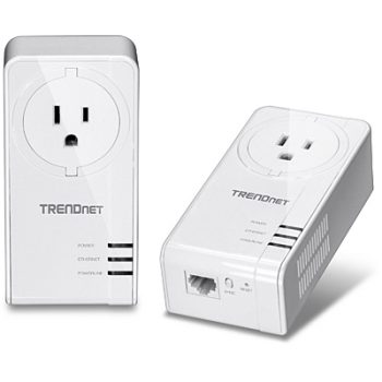 TRENDnet TPL-423E2K Powerline 1300 AV2 Adapter Kit with Built-in Outlet