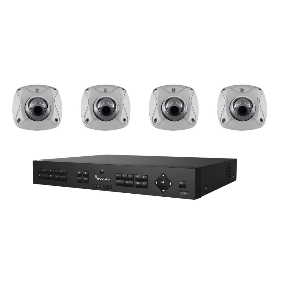 Interlogix TVN-1104-KW1 4 Channel Network Video Recorder, 1TB with 4 x 2 Megapixel IR Wedge Cameras, 2.8mm lens