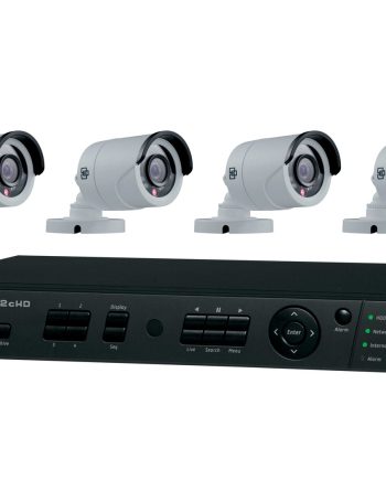 GE Security Interlogix TVR-1204HD-KB5 HD-TVI Analog Surveillance Bundle Contains 4 Channel Compact Hybrid HD DVR with 1TB and 4 Indoor Outdoor 1080p IR Bullet Cameras